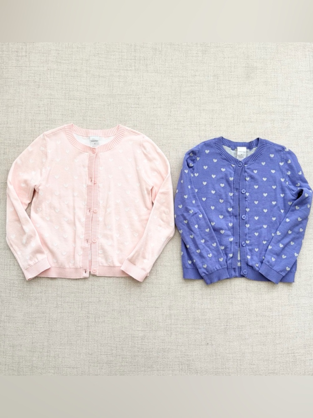 Nordstrom Girls Soft Pink and Purple Heart Cardigans Size 6